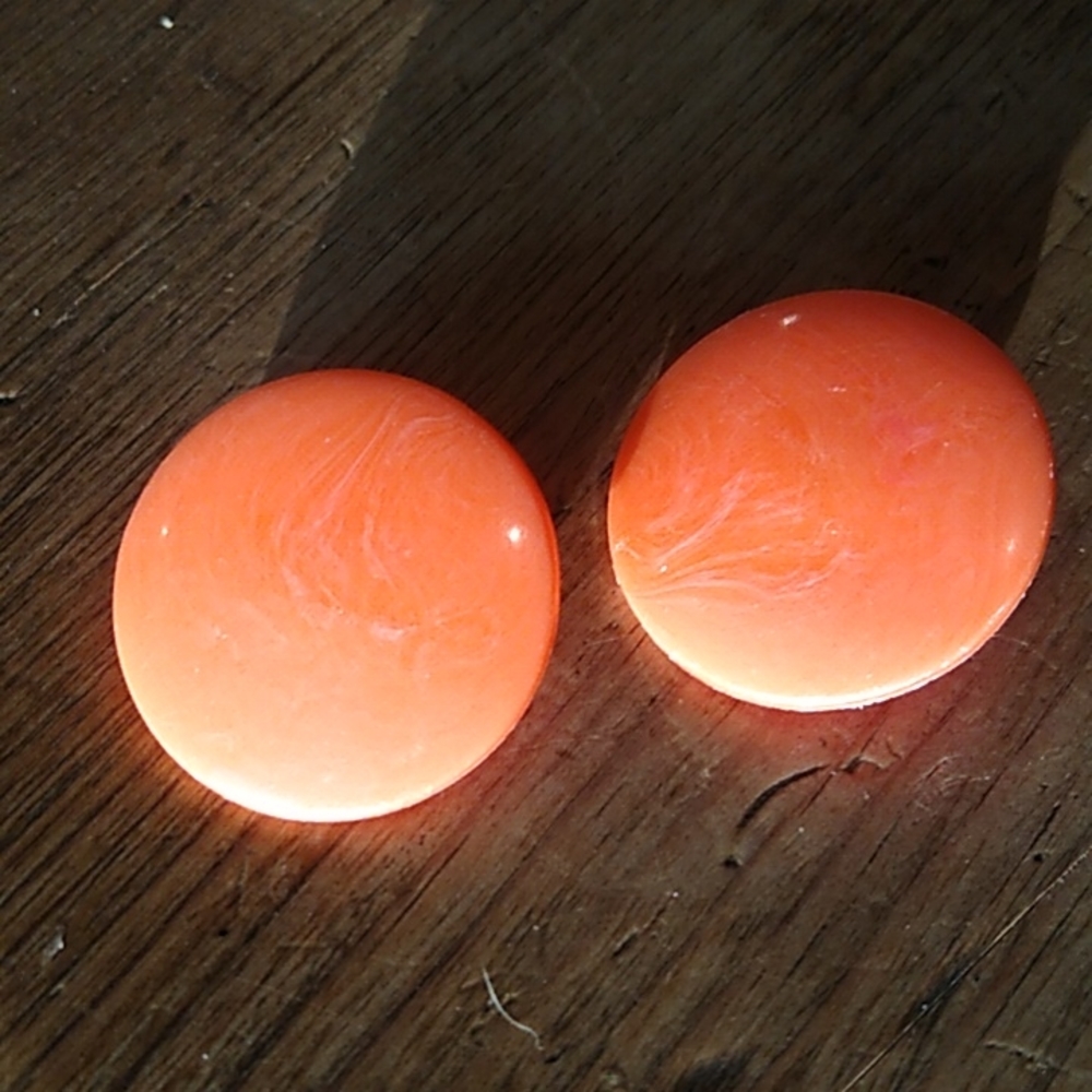 Vintage clip on earrings orange disk